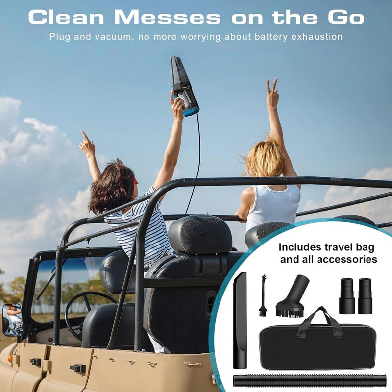 Blestan Car Vacuum - Portable Vacuum Cleaner with 16.4ft Cord, Bag, LED Light & Attachments - DC 12V High Power Small Vacuum, Car Accessories - Image 5